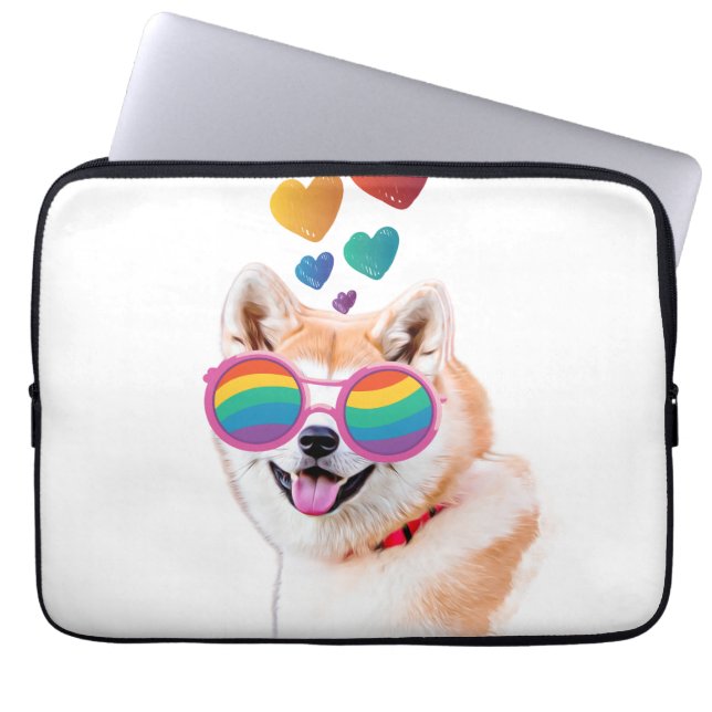 Akita Hund mit HerzValentinstag Laptopschutzhülle (Vorderseite)