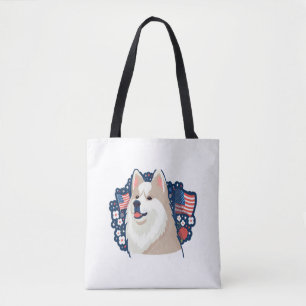 Akita Hund mit Tagesthema Unabhängigkeit Tasche