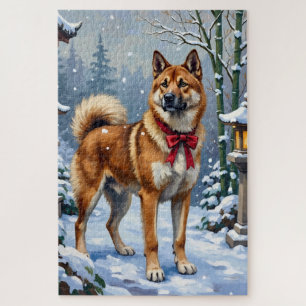 Akita Hund ruhiger japanischer Winter Weihnachten