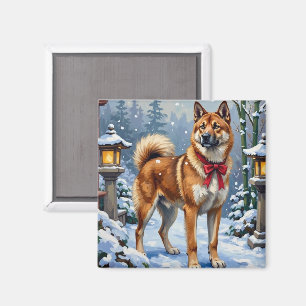 Akita-Hund ruhiger japanischer Winter Weihnachten Magnet