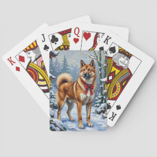 Akita-Hund ruhiger japanischer Winter Weihnachten Spielkarten