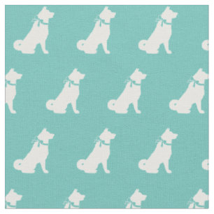 Akita Hund Silhouette Pet Aquamarin Stoff