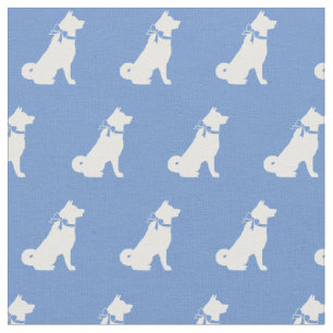 Akita Hund Silhouette Pet Light Blue Stoff
