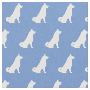 Akita Hund Silhouette Pet Light Blue Stoff