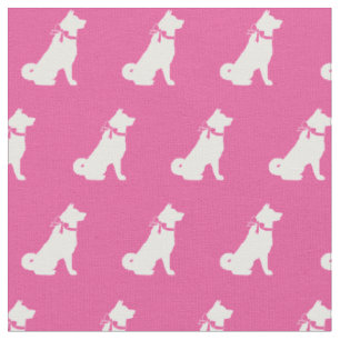 Akita Hund Silhouette Pet Pink Stoff