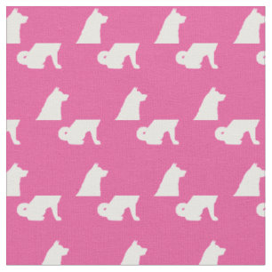 Akita Hund Silhouette Pet Pink Stoff