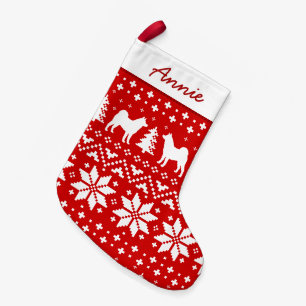 Akita Hund Silhouetten Holiday Pattern Niedlich Ca Kleiner Weihnachtsstrumpf