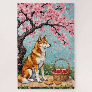 Akita Hund Valentinstag Kirschblüten Picknick