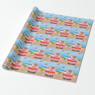 Akita-Hund Valentinstag-Lieferwagen Herzen Geschenkpapier