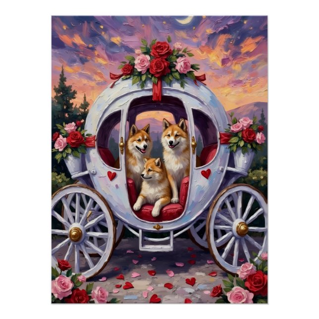 Akita Hund Valentinstag Poster (Vorderseite)