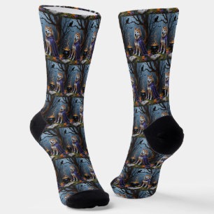 Akita-Hund-Whimsical-Halloween-Malerei Socken
