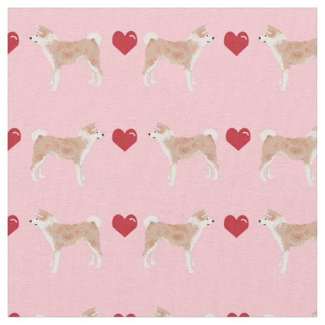 Akita Hundeherzen rosa Stoff (Nahaufnahme)