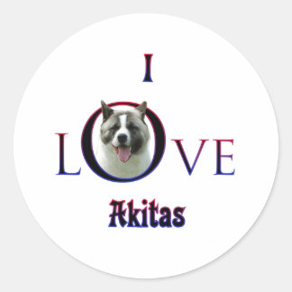 Akita I Liebe Runder Aufkleber