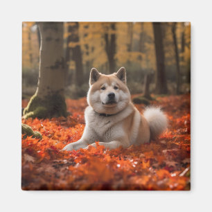 Akita im Herbst Leaves Fall Inspiriert Magnet