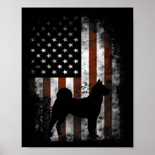 Akita Inu American Flag Patriotic 4. Juli Poster