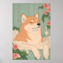 Akita Inu Badezimmer Druck lustiger Hund in der Ba