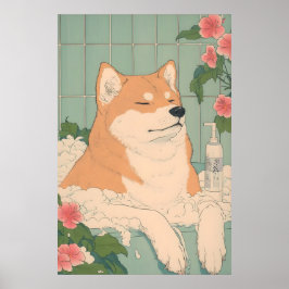 Akita Inu Badezimmer Druck lustiger Hund in der Ba Poster