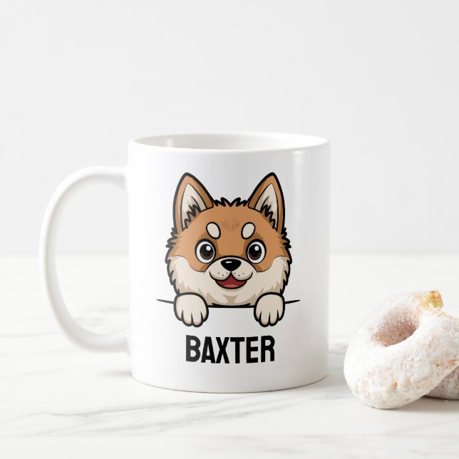 Akita Inu Benutzerdefinierter Hundename Niedliches Kaffeetasse (Mit Donut)