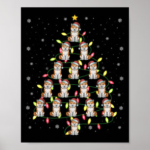 Akita Inu Dog Santa Christmas Tree Lights Ugly Swe Poster