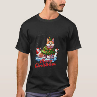 Akita Inu frohe Weihnachtsbaumleuchten Dog X Mas D T-Shirt