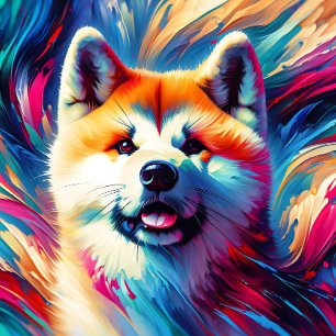 Akita Inu Hund Acryl Druck Bunt Lebendig