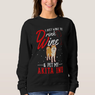 Akita Inu und Wein Sweatshirt