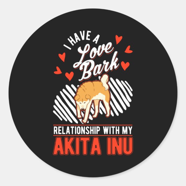 Akita Inu Valentines Day Japanese Akita  Runder Aufkleber (Vorderseite)
