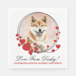 Akita Inu Wedding Red Heart Wedding Dog Foto Serviette