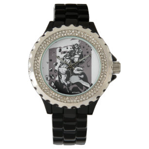 Akita Kristall mit Black Enamel Armbanduhr
