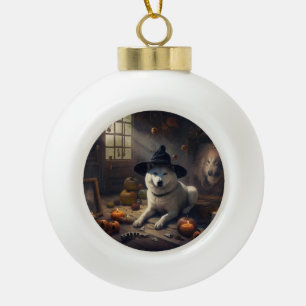Akita Kürbisse Halloween Gruselig Keramik Kugel-Ornament
