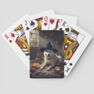 Akita Kürbisse Halloween Gruselig Spielkarten