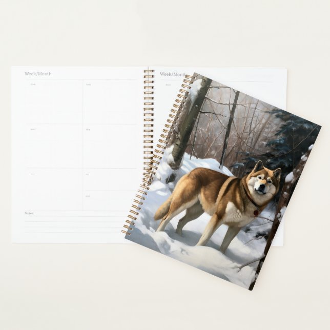 Akita Laisser Neige Noël (Devant avec enveloppe)