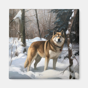 Akita Lass es schneien Weihnachten Magnet