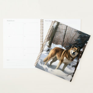 Akita Lass es schneien Weihnachten Planer