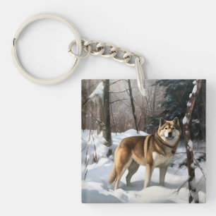 Akita Lass es schneien Weihnachten Schlüsselanhänger