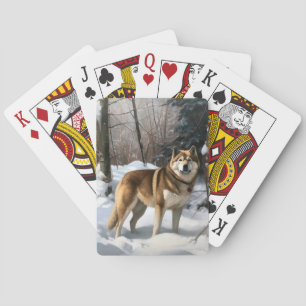 Akita Lass es schneien Weihnachten Spielkarten