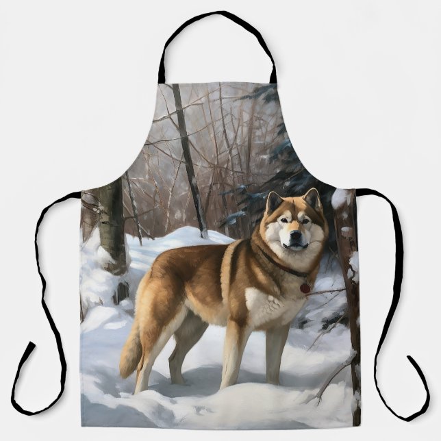 Akita Let It Schnee Weihnachten Schürze (Vorderseite)