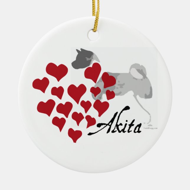 Akita-Liebe-Weihnachtsverzierung Keramikornament (Vorne)