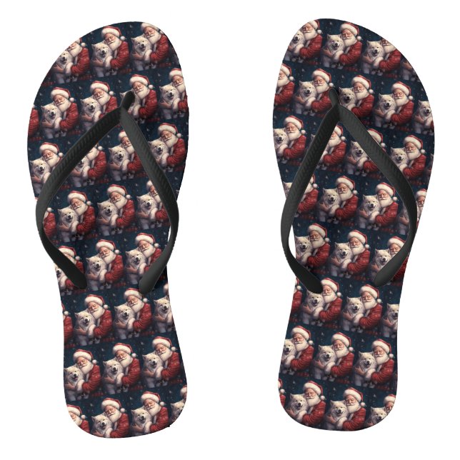 Akita mit dem Weihnachtsmann Weihnachten Flip Flops (Fußbett)