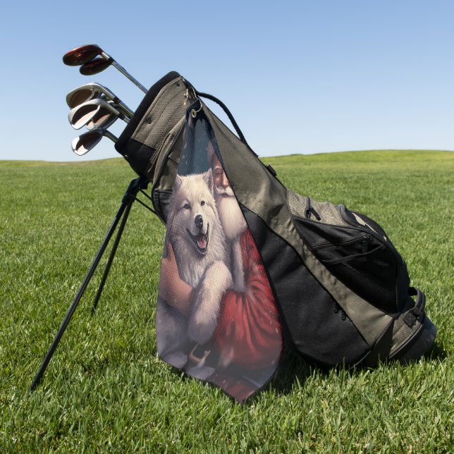 Akita mit dem Weihnachtsmann Weihnachten Golfhandtuch (Gras)