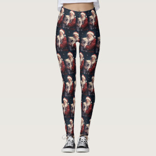 Akita mit dem Weihnachtsmann Weihnachten Leggings