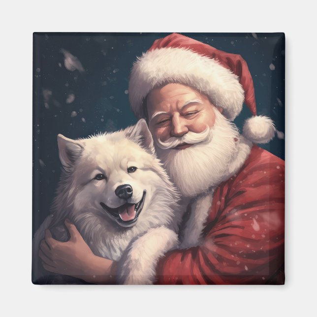 Akita mit dem Weihnachtsmann Weihnachten Magnet (Vorne)
