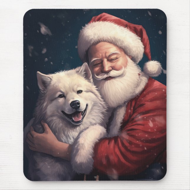 Akita mit dem Weihnachtsmann Weihnachten Mousepad (Vorne)