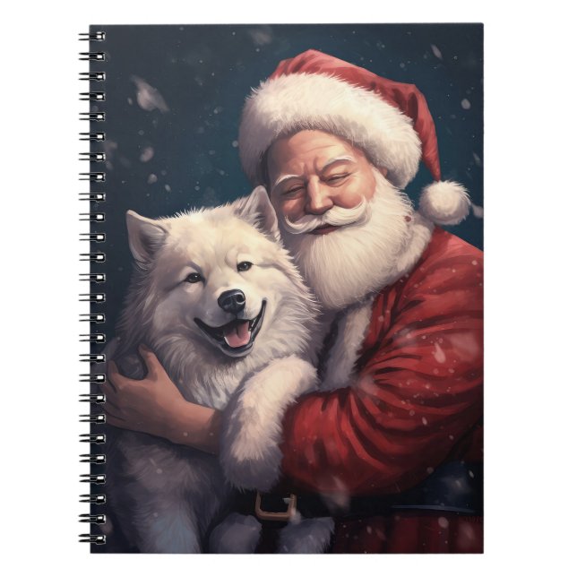 Akita mit dem Weihnachtsmann Weihnachten Notizblock (Vorderseite)