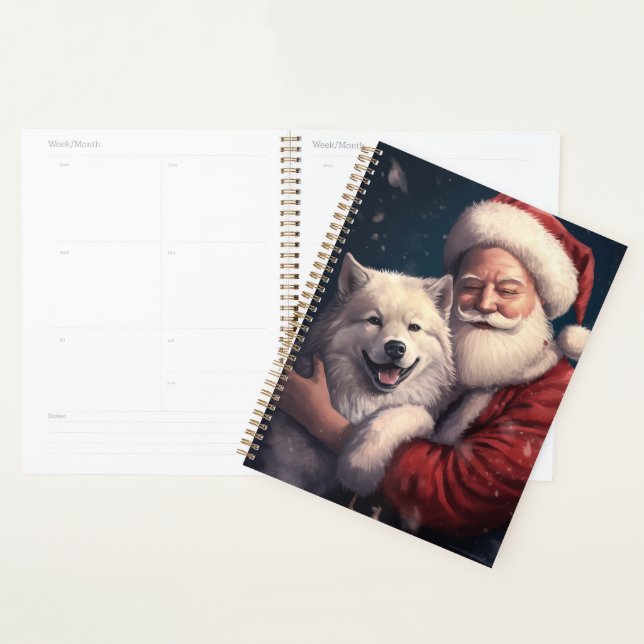 Akita mit dem Weihnachtsmann Weihnachten Planer (Anzeige)