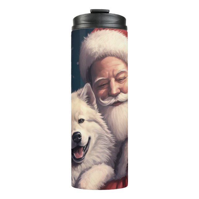 Akita mit dem Weihnachtsmann Weihnachten Thermosbecher (Vorderseite)