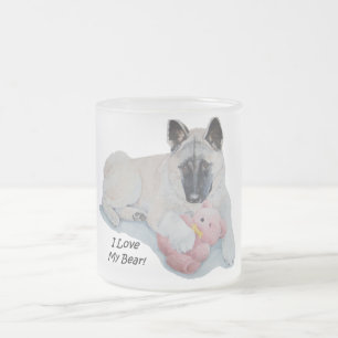 Akita mit rosa Teddybärhundeporträtkunst Mattglastasse