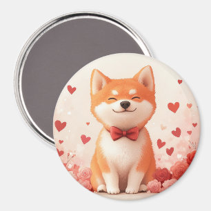 Akita mit Rose - Valentinstag Magnet