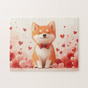 Akita mit Rosen - Valentinstag 
