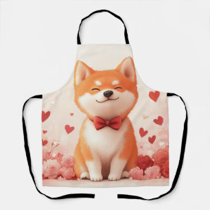 Akita mit Rosen - Valentinstag Schürze